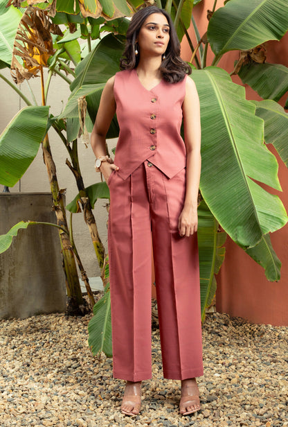 Women's Mauve Cotton Vest Coat (Top)