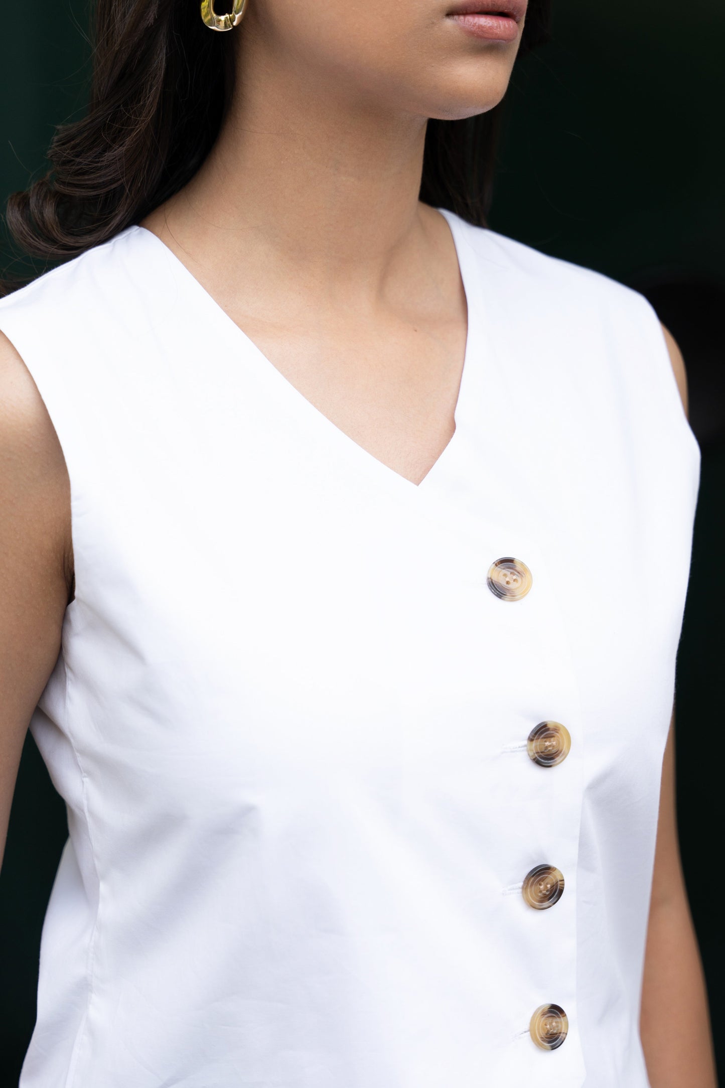 Women's White Cotton Vest Co-ord Set