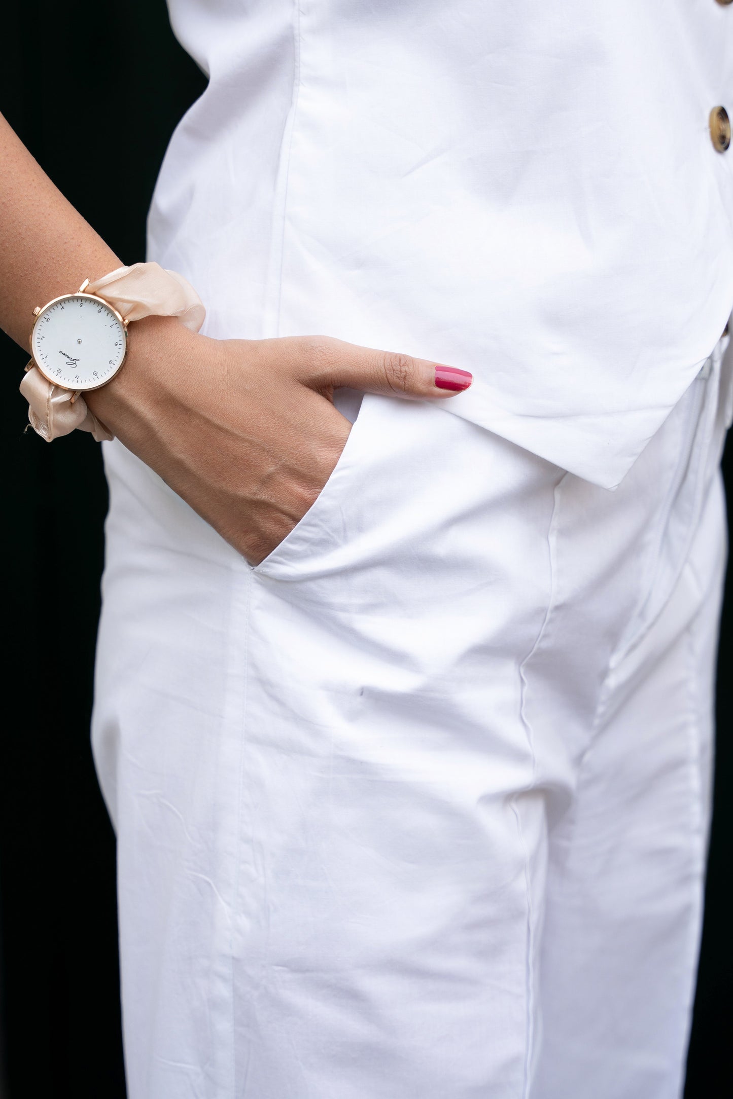 Women's White Cotton Vest Co-ord Set