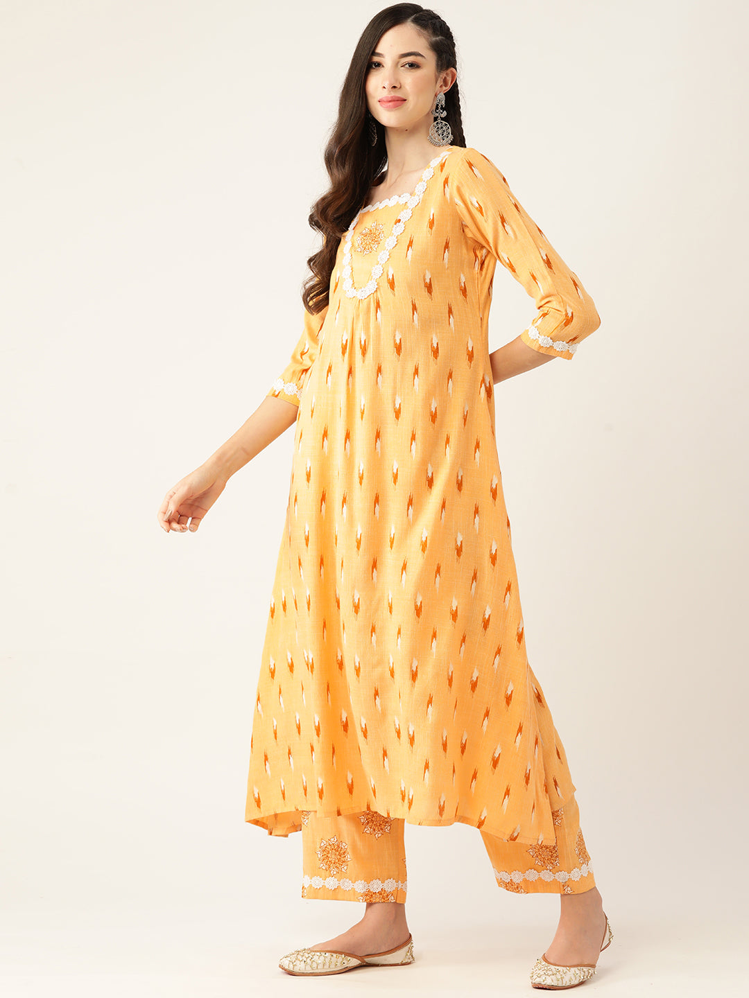 Women's Yellow Color Rayon Blend Printed Kurta Pant With Dupatta