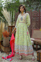 Buy_Women's_Limegreen_Cambric_Floral_Print_Anarkali_Dress_&_Dupatta_Set_With_Rubber-Band_Online_Trendia