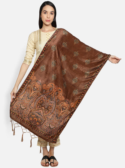 Women's Multicolored Polyster Velvet  Digital Printed Dupatta