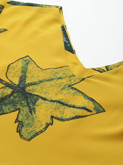 Women's V-Neck Ethnic Dress Yellow Dress