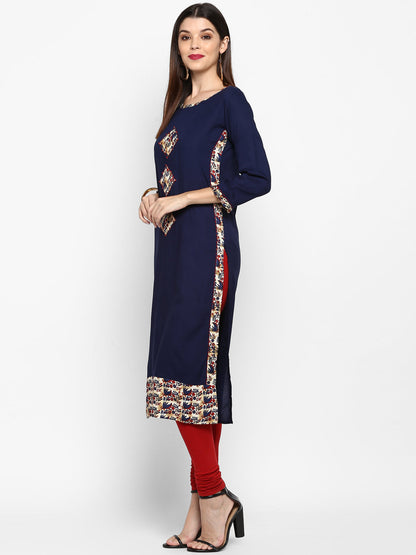 Women's Printed Blue Kurta By Vbuyz- (