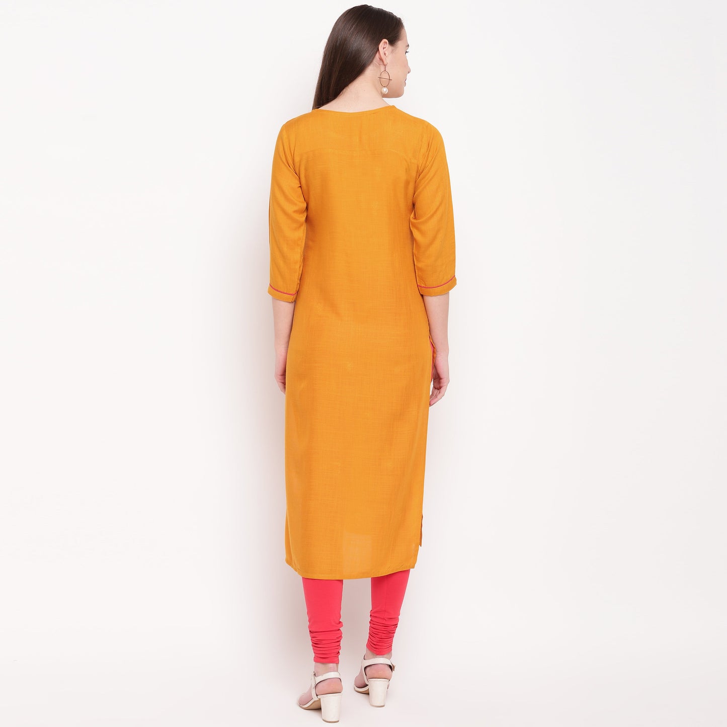 Women's Yellow Rayon Kurta By Vbu