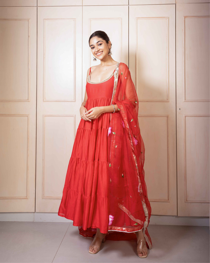 Women's Runali Handpainted Chanderi Suit Set