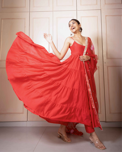 Women's Runali Handpainted Chanderi Suit Set