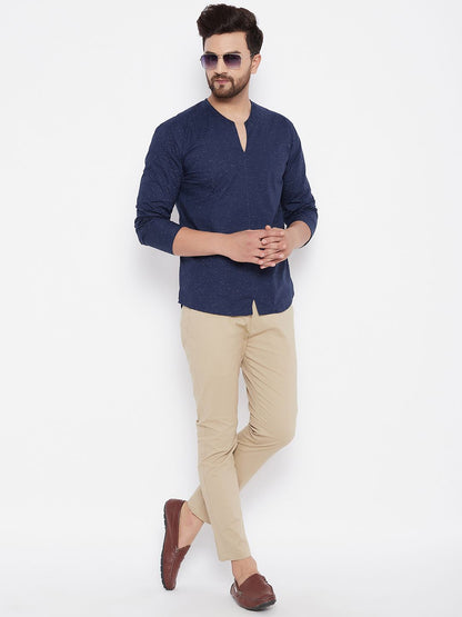 Men's Solid CottonBlue  Kurta