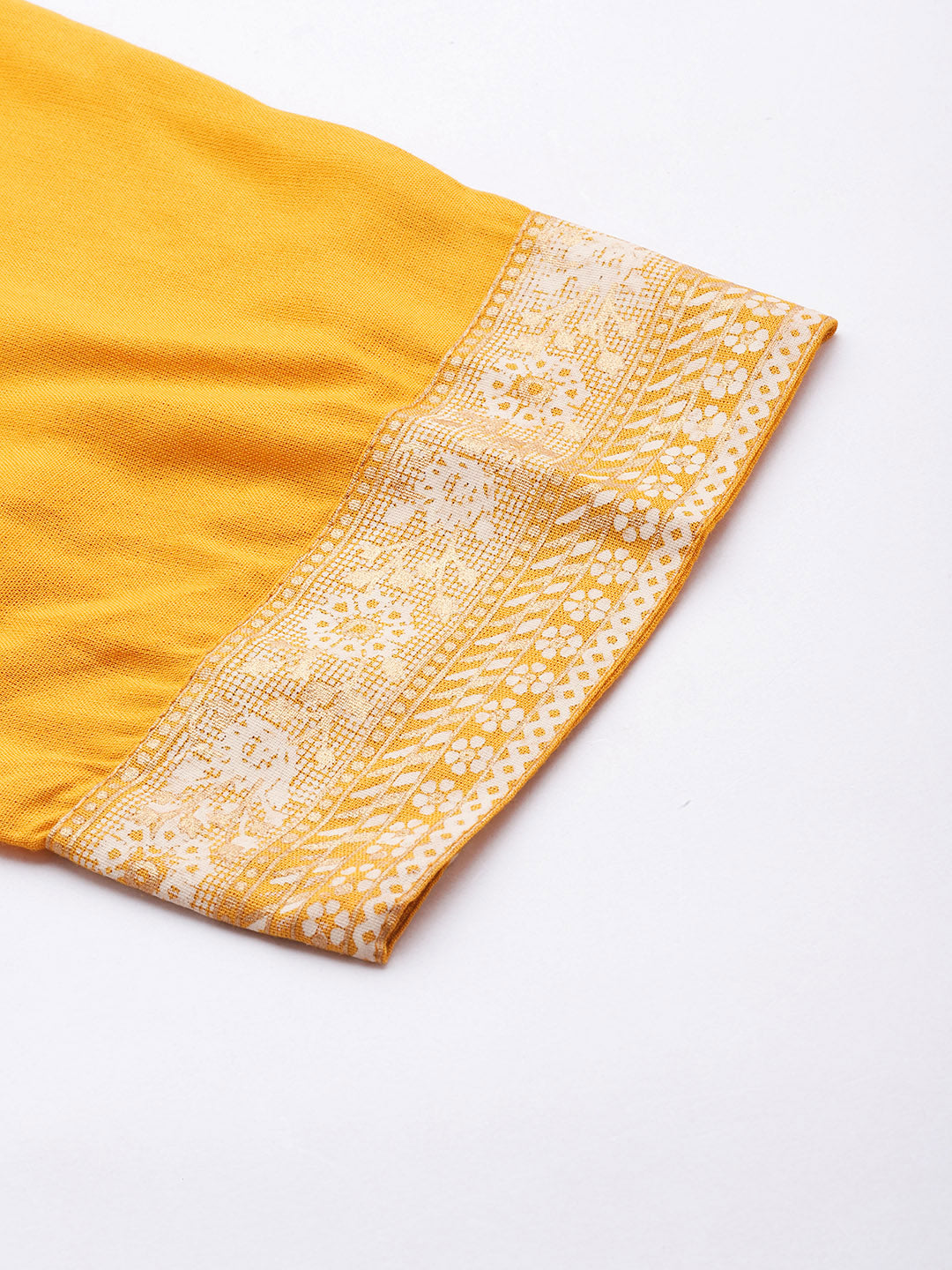 Women's Yellow Rayon Panelled Printed A-Line Kurta Trouser Set With Dupatta
