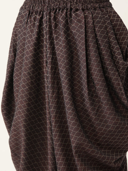 Women's Wine Color Rayon Blend Printed Kurta Dhoti Pant With Dupatta