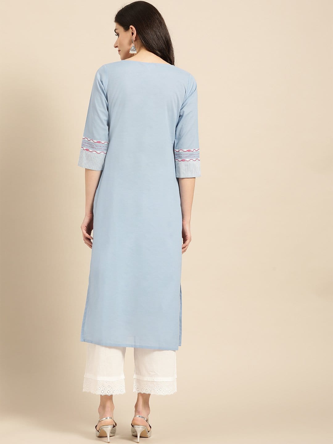 Women's Powder Blue Straight Kurta