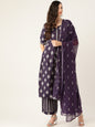 Women's Purpal Color Rayon Blend Printed Kurta Sharara With Dupatta