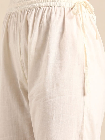 Women's Off-White Embroidered Kurta With Palazzos