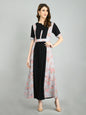 Women's Multi Polyester Printed Half Sleeve Round Neck Casual Dress