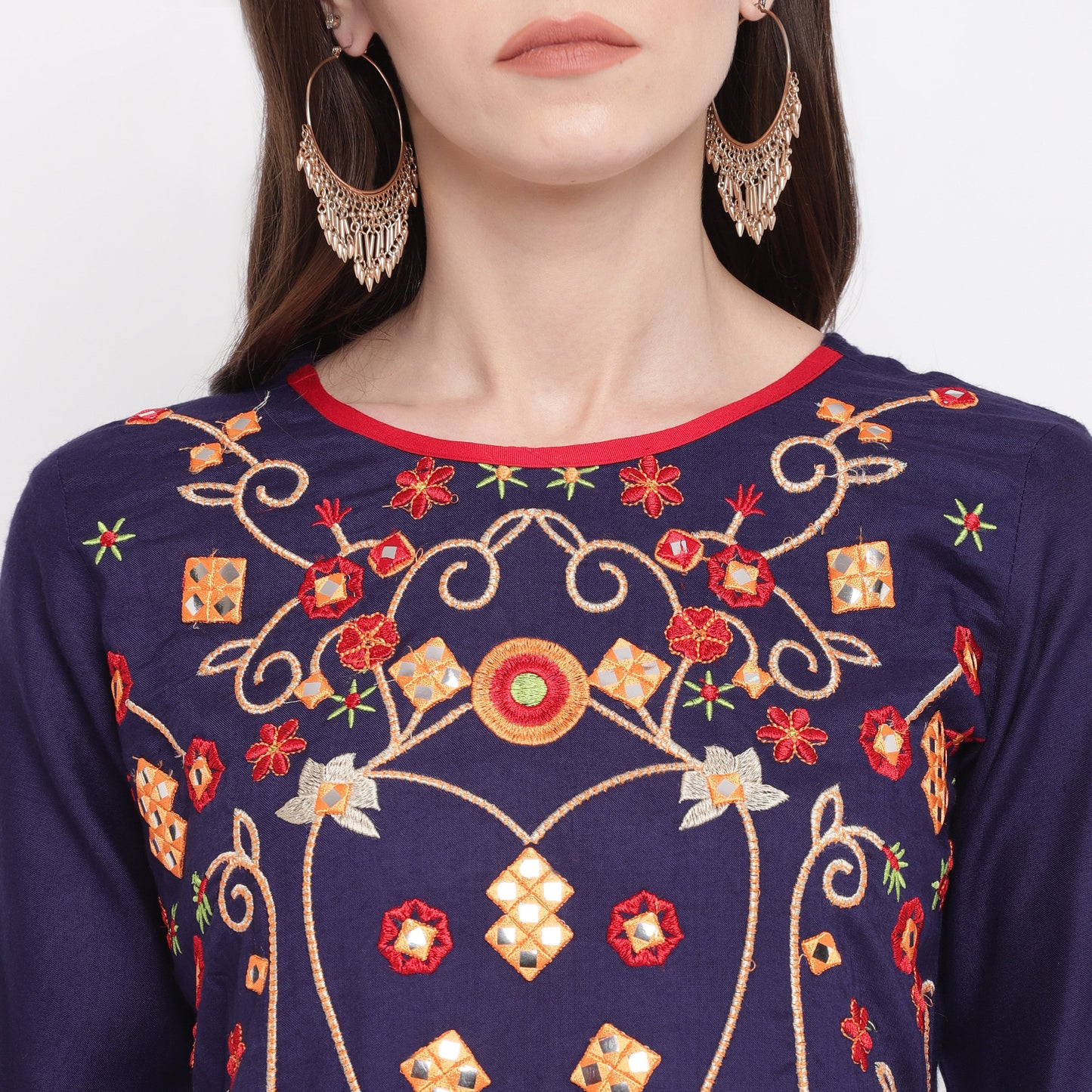 Women's Blue Color Rayon A-Line Kurta Only