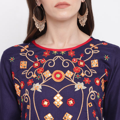 Women's Blue Color Rayon A-Line Kurta Only