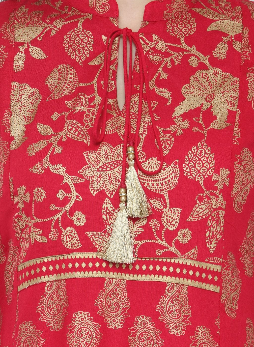 Women's Pink & Beige Printed Kurta with Skirt