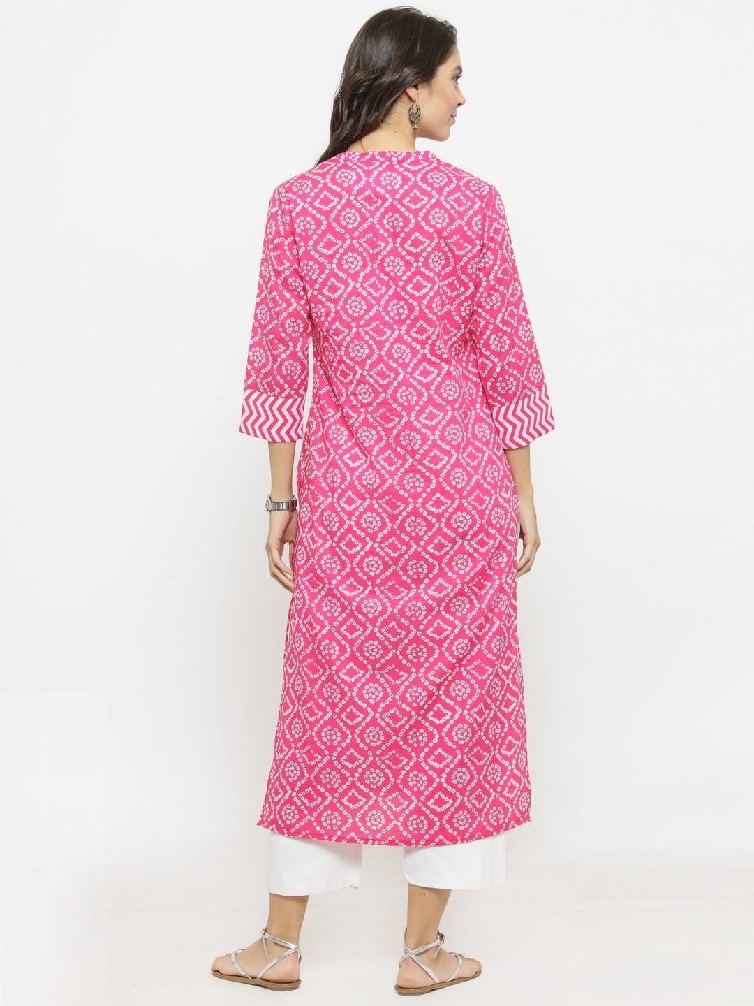 Women's Pink Printed Straight Kurta