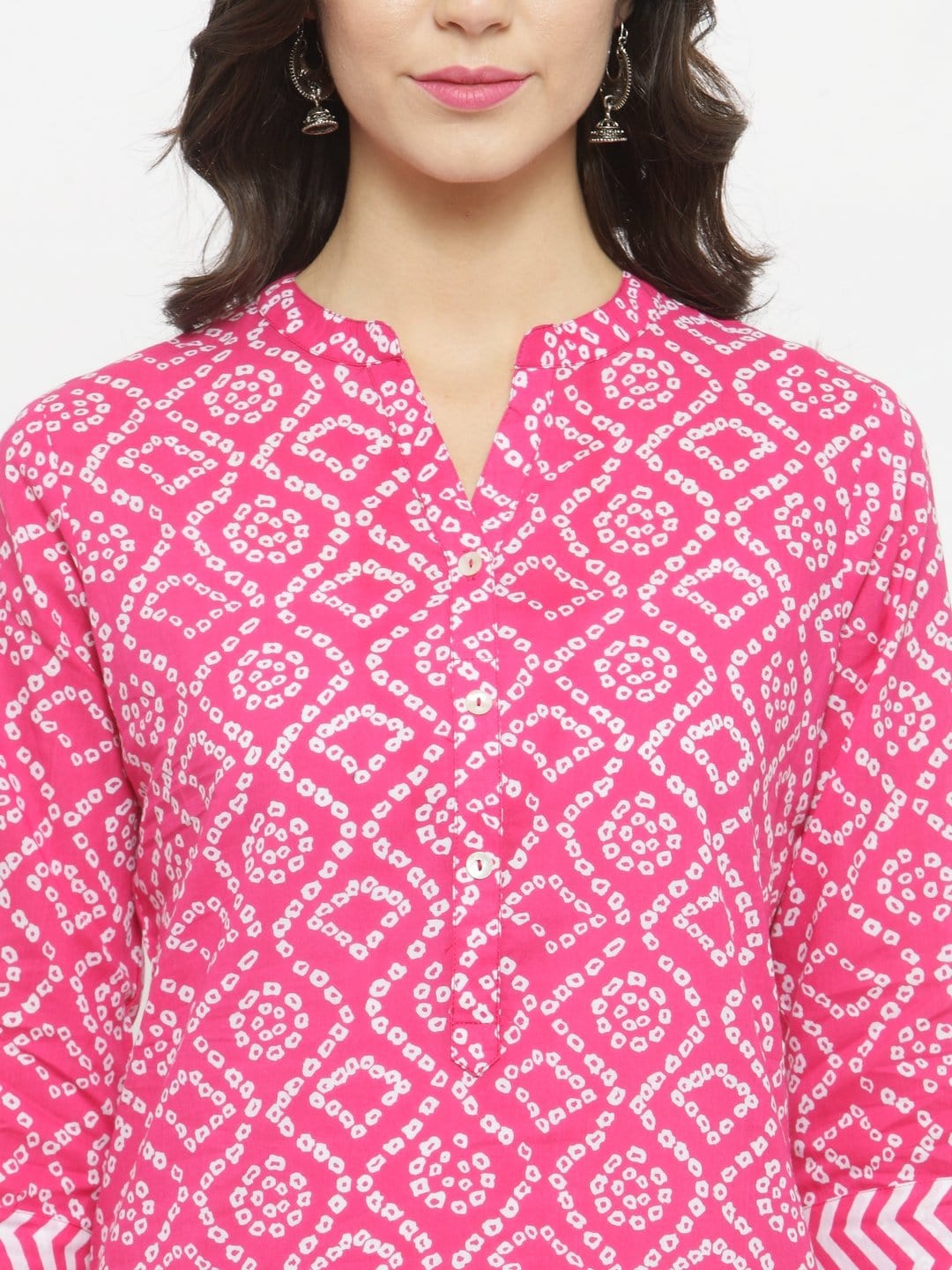 Women's Pink Printed Straight Kurta