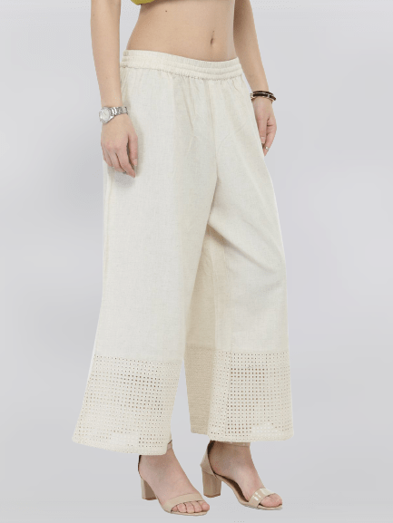 Women's Off-White Solid Palazzo