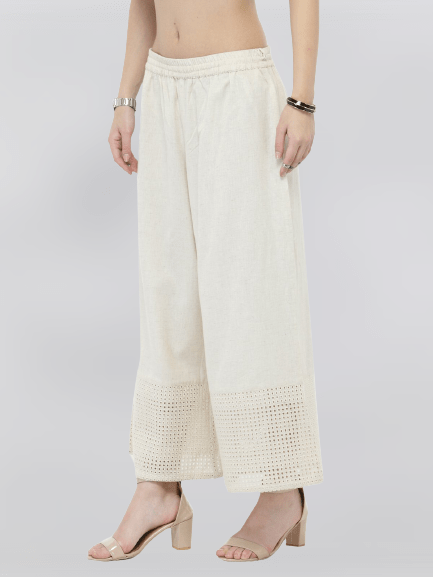 Women's Off-White Solid Palazzo