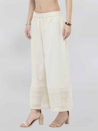 Women's Off-White Solid Palazzo