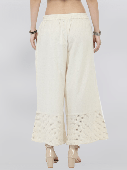 Women's Off-White Solid Palazzo
