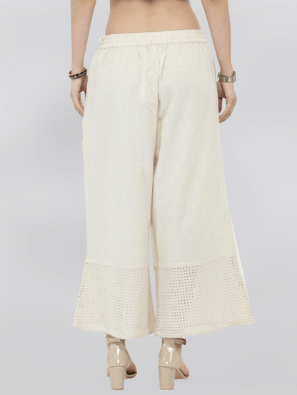 Women's Off-White Solid Palazzo