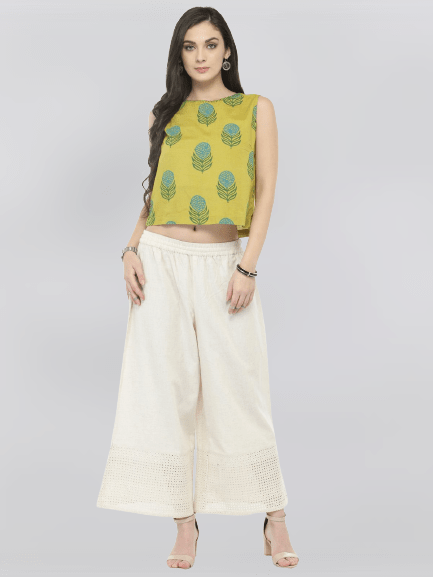 Women's Off-White Solid Palazzo