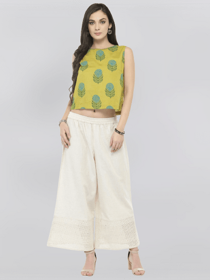 Women's Off-White Solid Palazzo