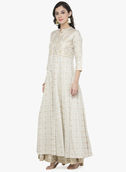 Women's Off-White Printed Maxi Dress