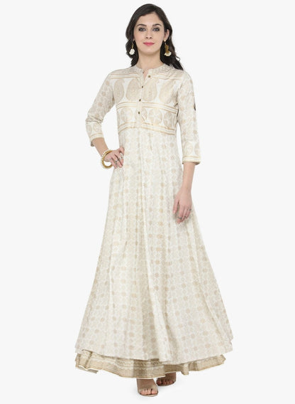 Women's Off-White Printed Maxi Dress