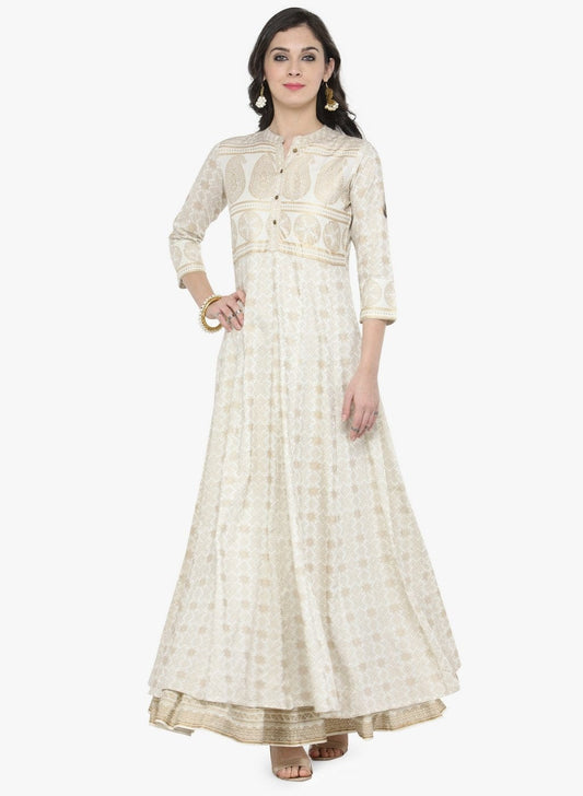 Women's Off-White Printed Maxi Dress