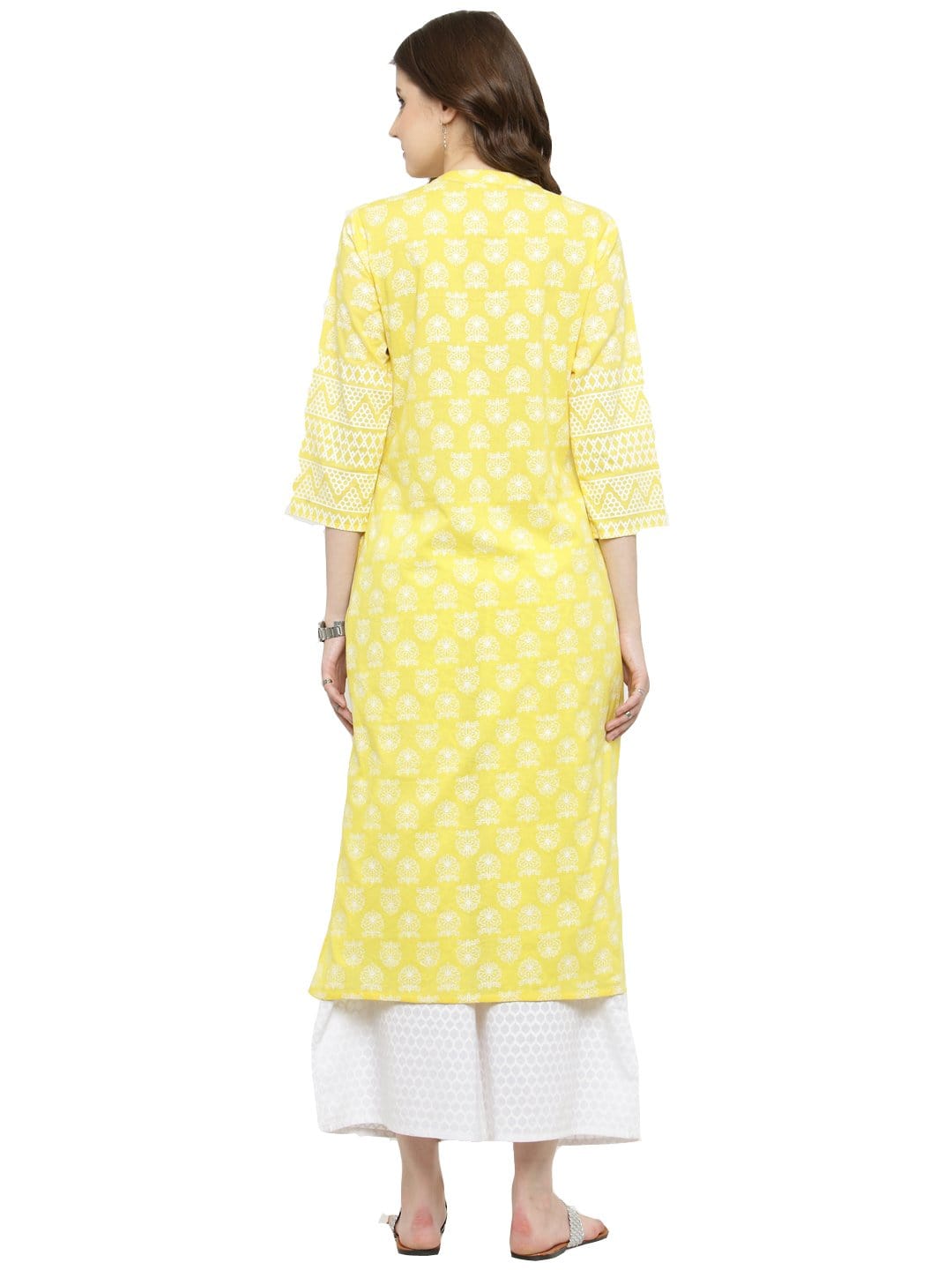 Women's Yellow Printed Straight Kurta