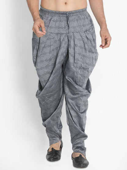 Men's Grey Cotton Silk Blend Dhoti