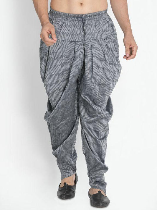 Men's Grey Cotton Silk Blend Dhoti