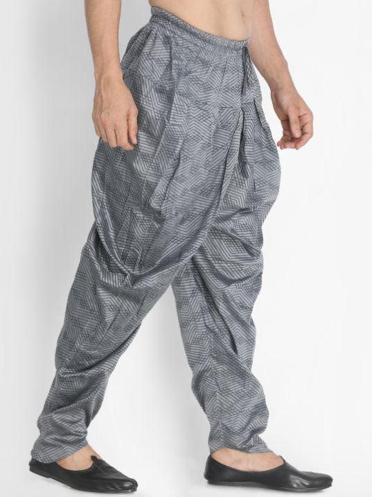 Men's Grey Cotton Silk Blend Dhoti