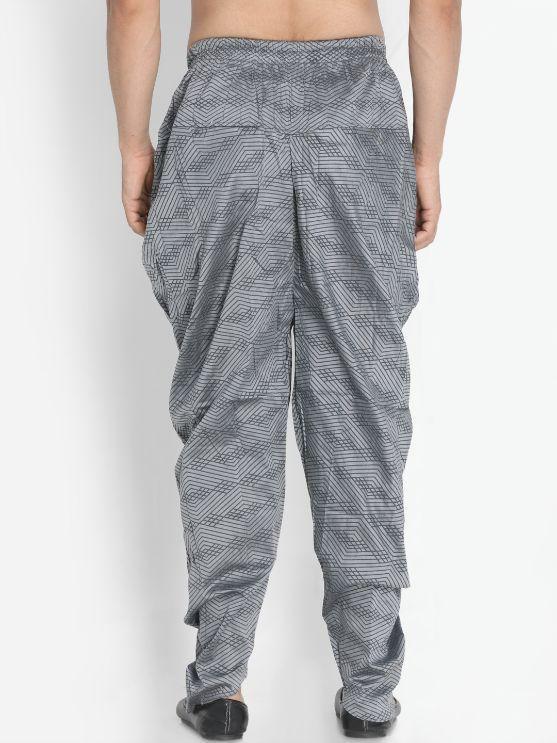 Men's Grey Cotton Silk Blend Dhoti