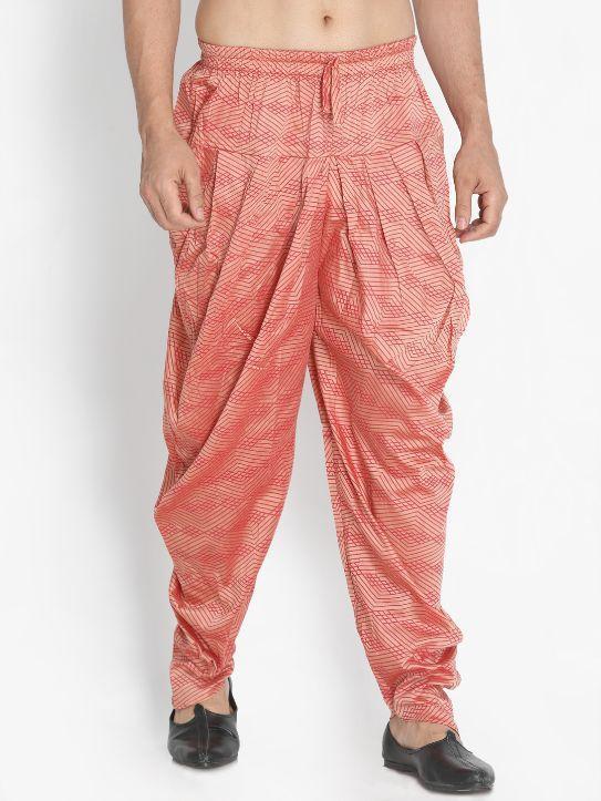 Men's Pink Cotton Silk Blend Dhoti