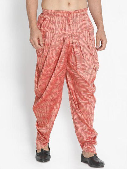 Men's Pink Cotton Silk Blend Dhoti