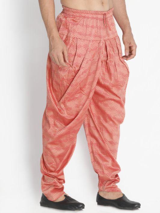Men's Pink Cotton Silk Blend Dhoti