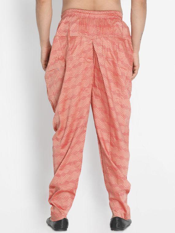 Men's Pink Cotton Silk Blend Dhoti