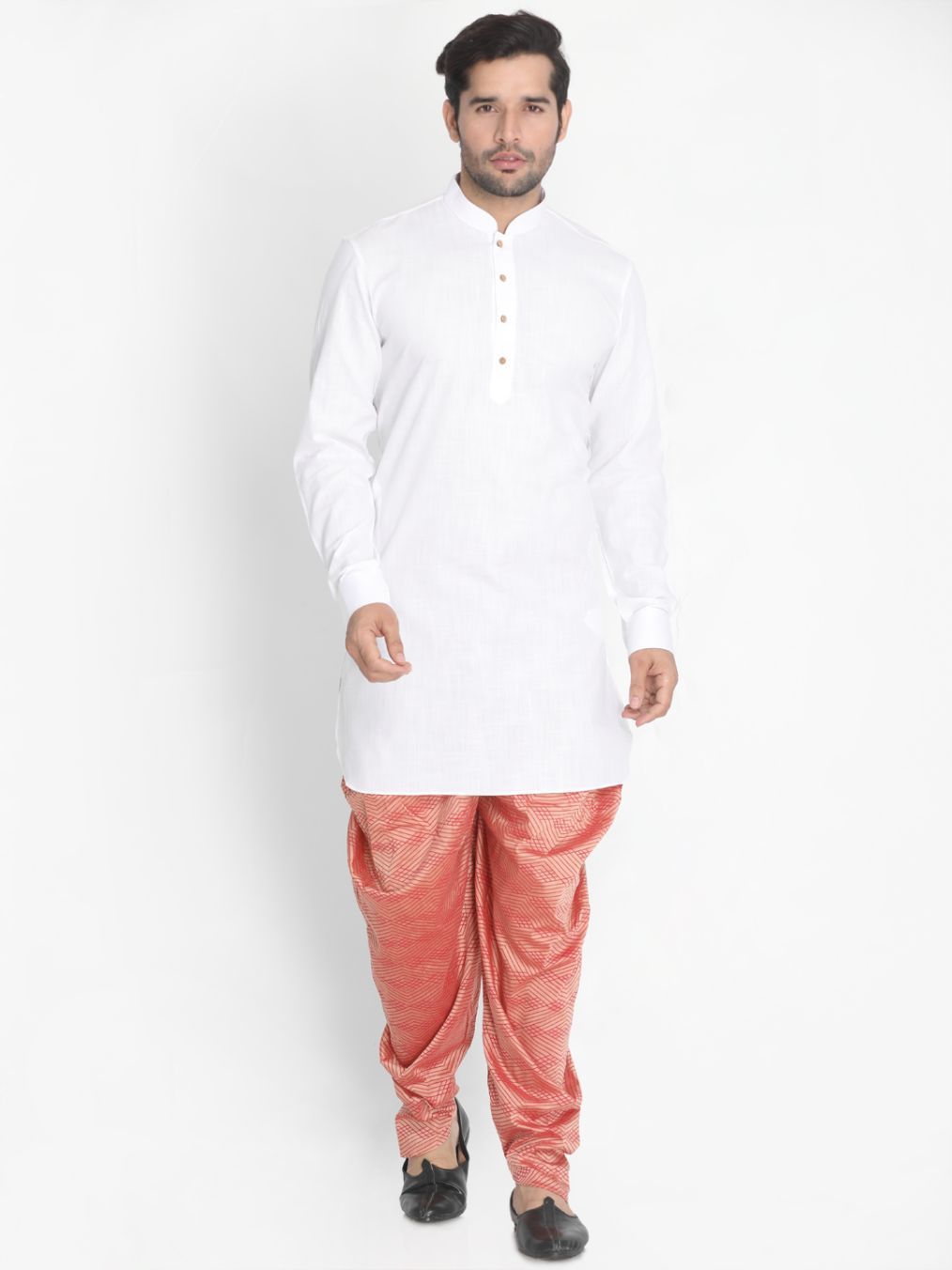 Men's Pink Cotton Silk Blend Dhoti