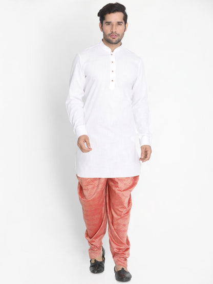 Men's Pink Cotton Silk Blend Dhoti
