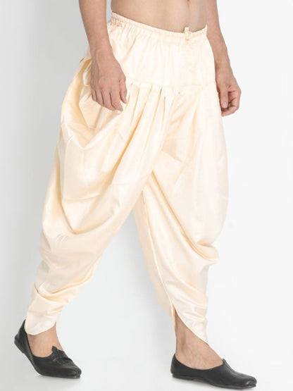 Men's Beige Silk Blend Dhoti