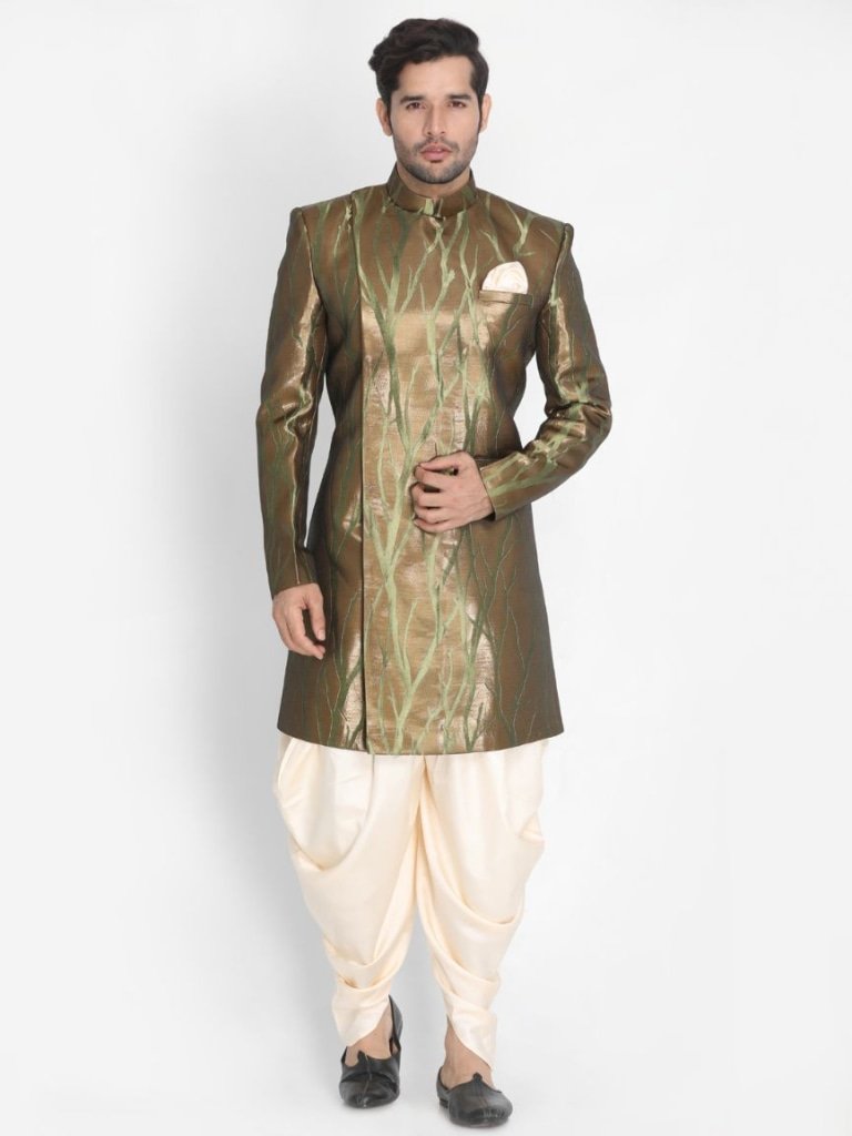 Men's Beige Silk Blend Dhoti