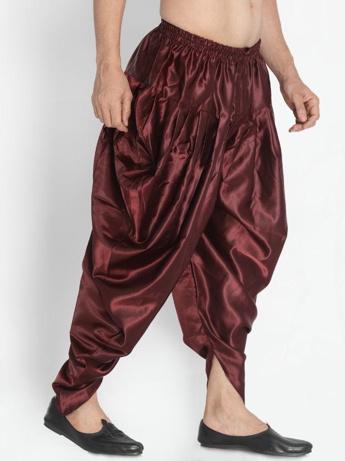 Men's Maroon Silk Blend Dhoti