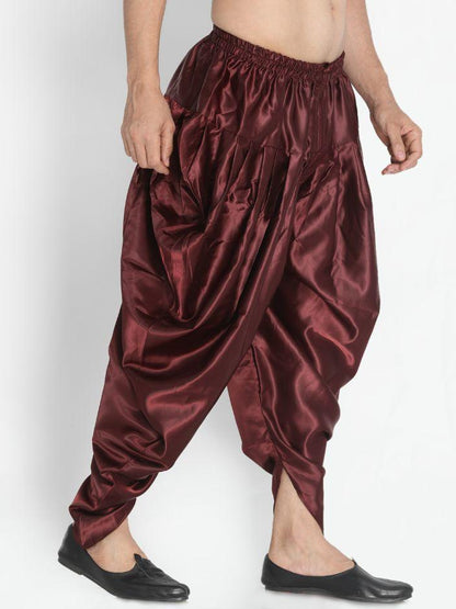 Men's Maroon Silk Blend Dhoti