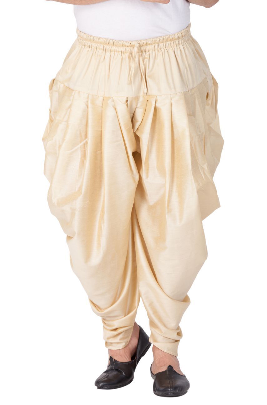 Men's Gold Cotton Silk Blend Dhoti