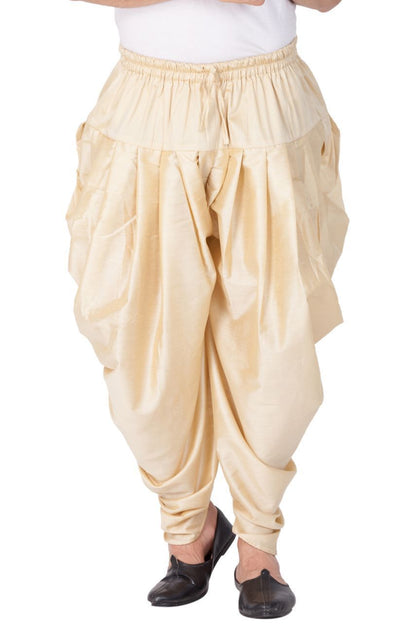 Men's Gold Cotton Silk Blend Dhoti